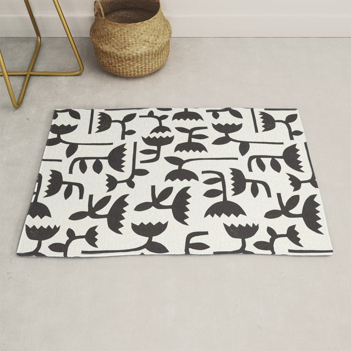 Linocut Tulip Pattern #3 Rug Gallery Image 1