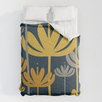 Bali Flowers Floral Pattern in Mustard, Gray, and Navy Blue Comforter Gallery Image 6