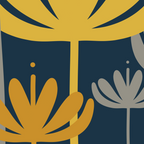 Bali Flowers Floral Pattern in Mustard, Gray, and Navy Blue Coffee Mug Gallery Image 2