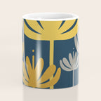 Bali Flowers Floral Pattern in Mustard, Gray, and Navy Blue Coffee Mug Gallery Image 4