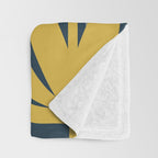 Bali Flowers Floral Pattern in Mustard, Gray, and Navy Blue Throw Blanket Gallery Image 3