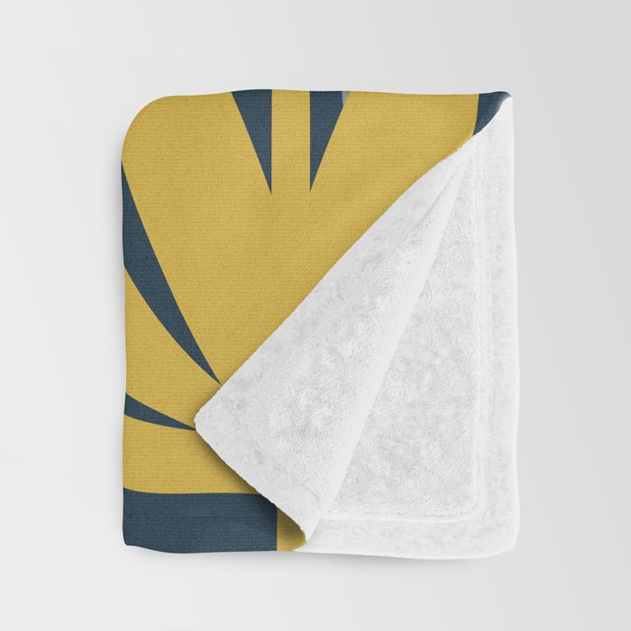 Bali Flowers Floral Pattern in Mustard, Gray, and Navy Blue Throw Blanket Gallery Image 3
