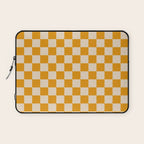 Checkerboard Mini Check Checked Pattern in Honey Mustard and Cream Laptop Sleeve Gallery Image 1