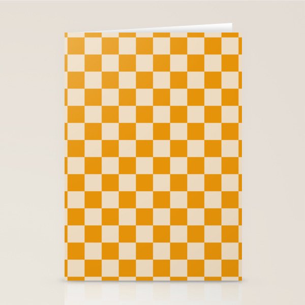 Checkerboard Mini Check Checked Pattern in Honey Mustard and Cream Stationery Card Gallery Image 1