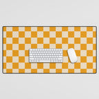 Checkerboard Mini Check Checked Pattern in Honey Mustard and Cream Desk Mat Gallery Image 1