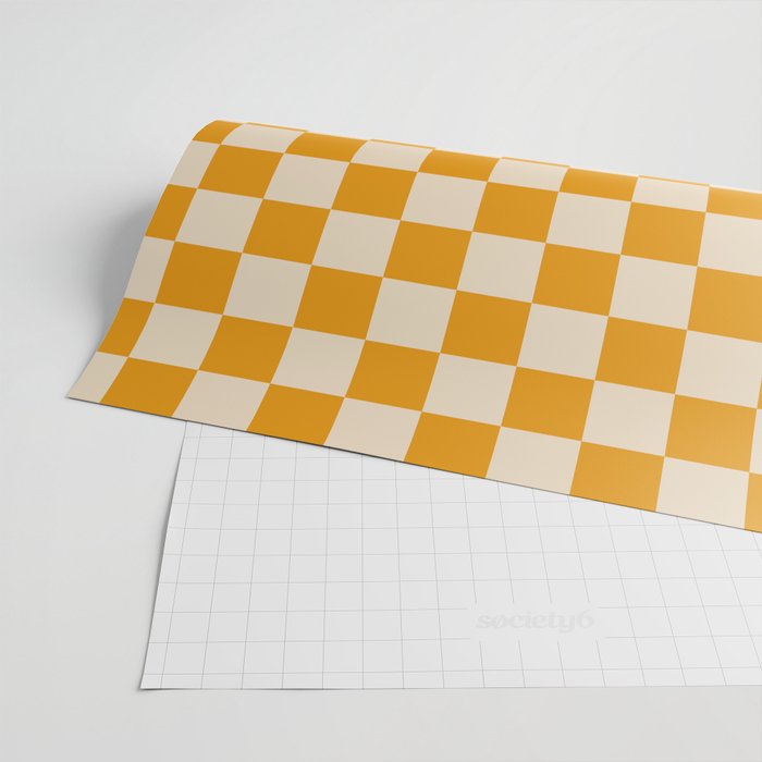 Checkerboard Mini Check Checked Pattern in Honey Mustard and Cream Wrapping Paper Gallery Image 2