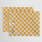 Checkerboard Mini Check Checked Pattern in Honey Mustard and Cream Placemat Gallery Image 1