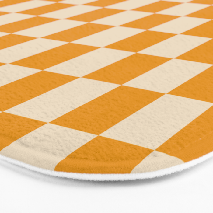 Checkerboard Mini Check Checked Pattern in Honey Mustard and Cream Bath Mat Gallery Image 3