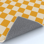 Checkerboard Mini Check Checked Pattern in Honey Mustard and Cream Rug Gallery Image 4