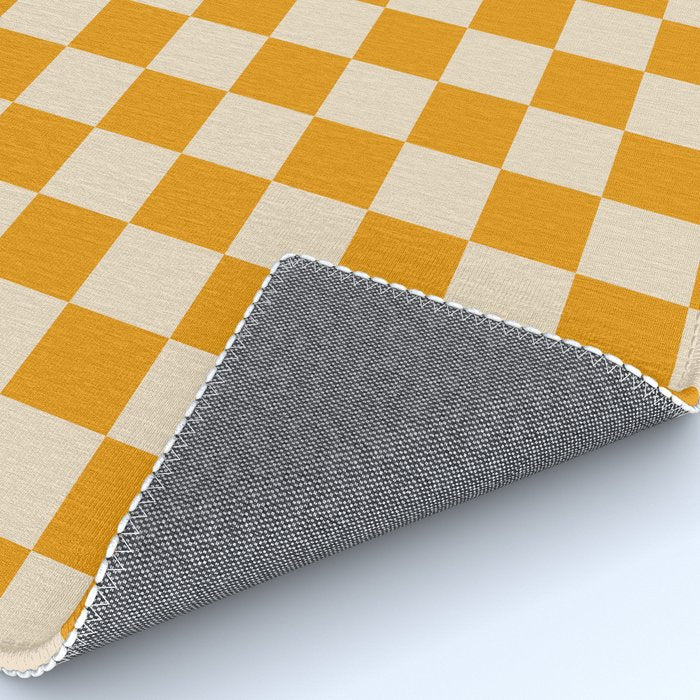Checkerboard Mini Check Checked Pattern in Honey Mustard and Cream Rug Gallery Image 4