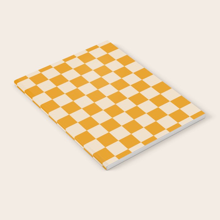 Checkerboard Mini Check Checked Pattern in Honey Mustard and Cream Notebook Gallery Image 2