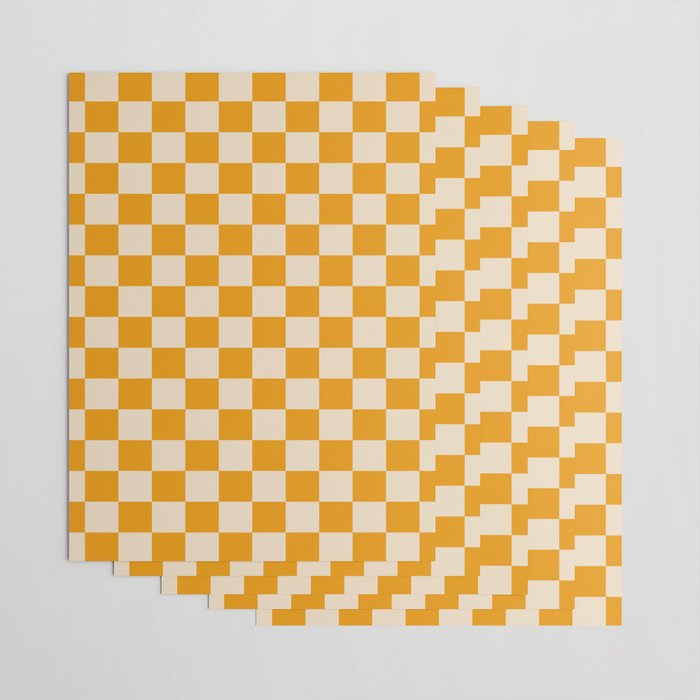 Checkerboard Mini Check Checked Pattern in Honey Mustard and Cream Wrapping Paper Gallery Image 3