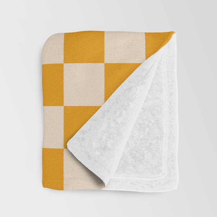Checkerboard Mini Check Checked Pattern in Honey Mustard and Cream Throw Blanket Gallery Image 3