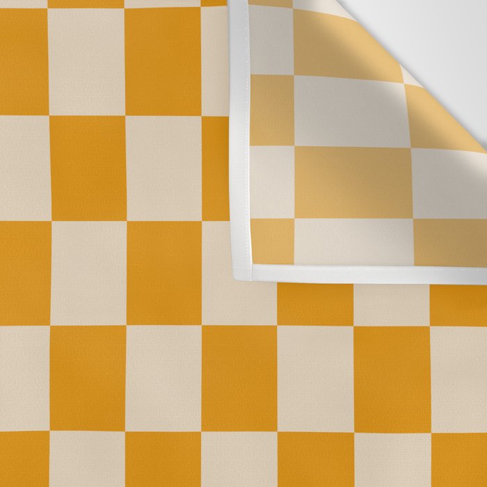 Checkerboard Mini Check Checked Pattern in Honey Mustard and Cream Wall Tapestry Gallery Image 3