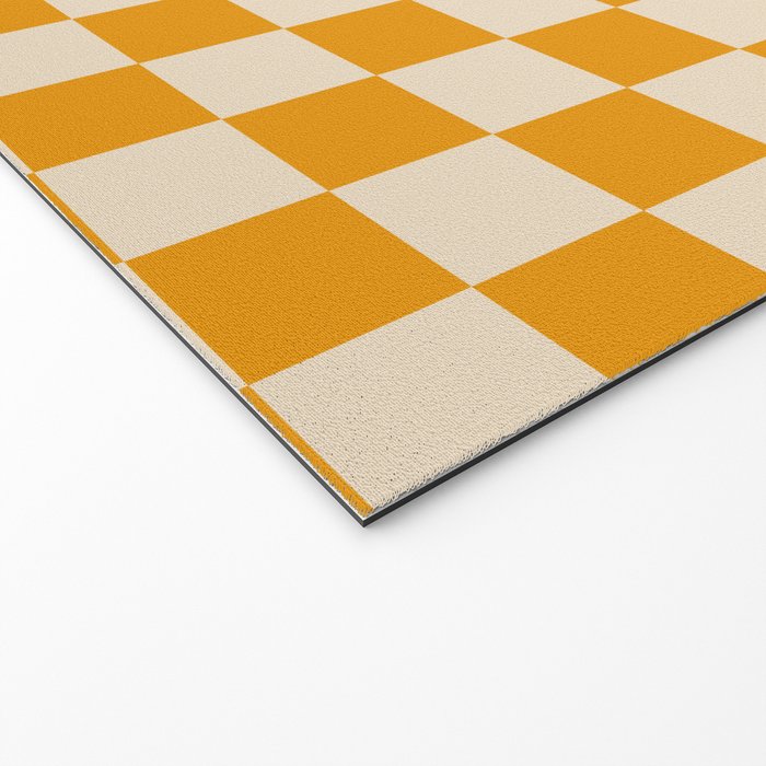Checkerboard Mini Check Checked Pattern in Honey Mustard and Cream Welcome Mat Gallery Image 2