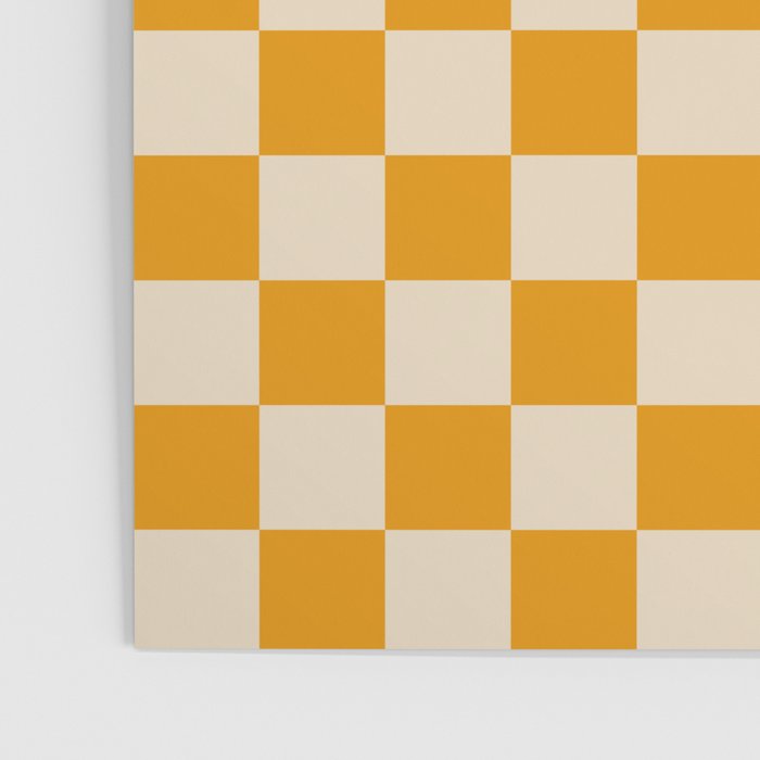 Checkerboard Mini Check Checked Pattern in Honey Mustard and Cream Poster Gallery Image 3