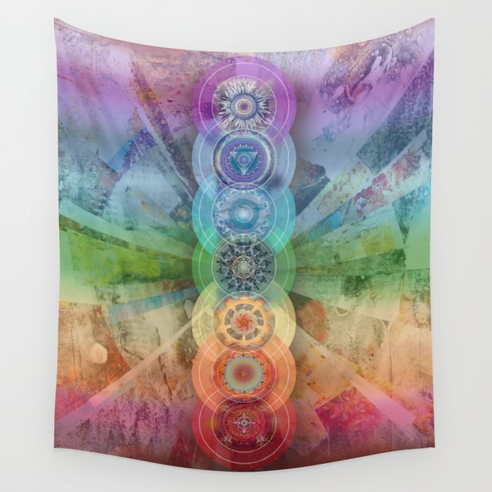 seven chakra meditation and yoga art Wall Tapestry Gallery Image 1