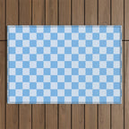 Light Blue Checks Outdoor Rug Gallery Image 1