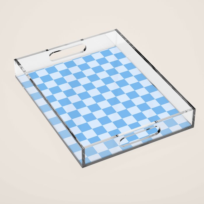 Light Blue Checks Acrylic Tray Gallery Image 1