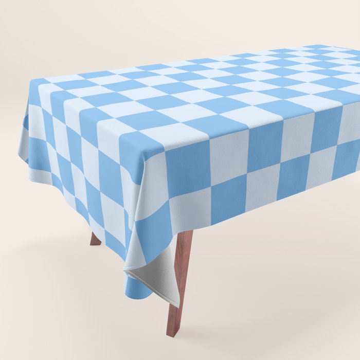 Light Blue Checks Tablecloth Gallery Image 1