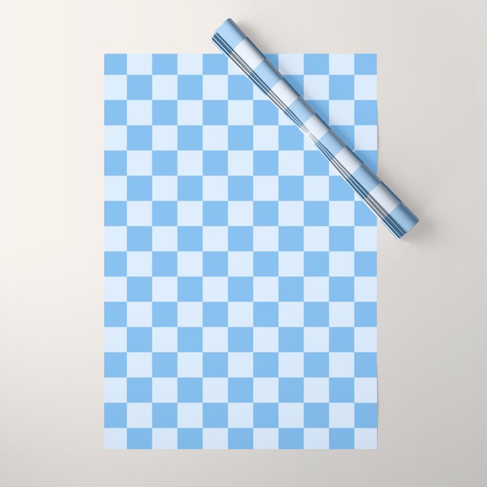 Light Blue Checks Wrapping Paper Gallery Image 1