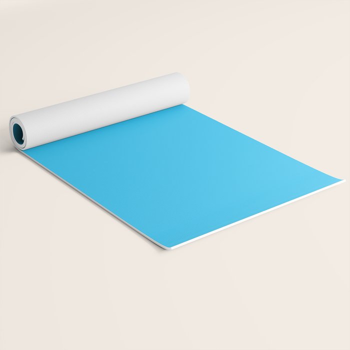 Turquoise Bright Blue Solid Color Yoga Mat Gallery Image 2