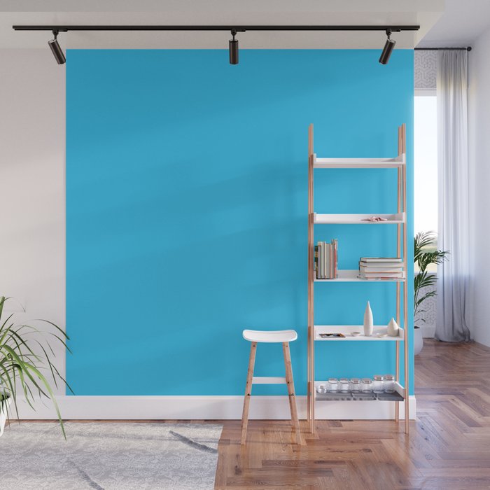 Turquoise Bright Blue Solid Color Wall Mural Gallery Image 1