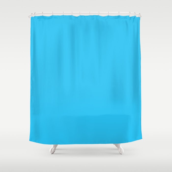 Turquoise Bright Blue Solid Color Shower Curtain Gallery Image 1
