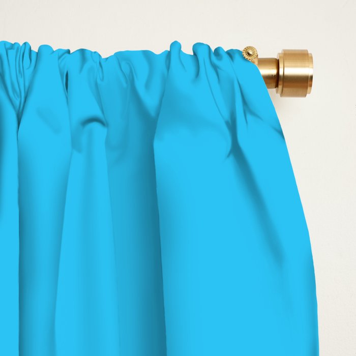 Turquoise Bright Blue Solid Color Window Curtain Gallery Image 2
