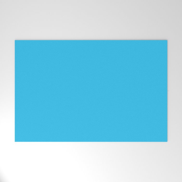 Turquoise Bright Blue Solid Color Welcome Mat Gallery Image 1