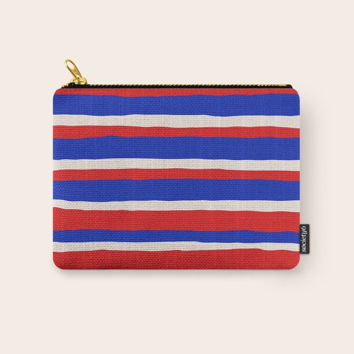 Bold Serrate Stripe Pattern Blue Red Cream Carry All Pouch Gallery Image 1