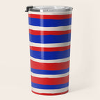 Bold Serrate Stripe Pattern Blue Red Cream Travel Mug Gallery Image 3