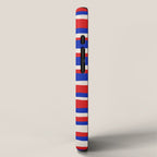 Bold Serrate Stripe Pattern Blue Red Cream iPhone Case Gallery Image 2