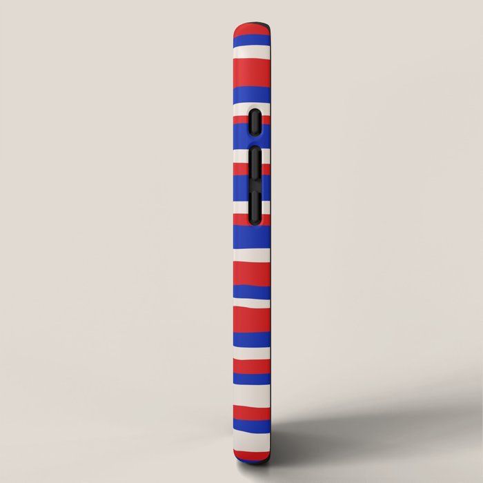 Bold Serrate Stripe Pattern Blue Red Cream iPhone Case Gallery Image 2