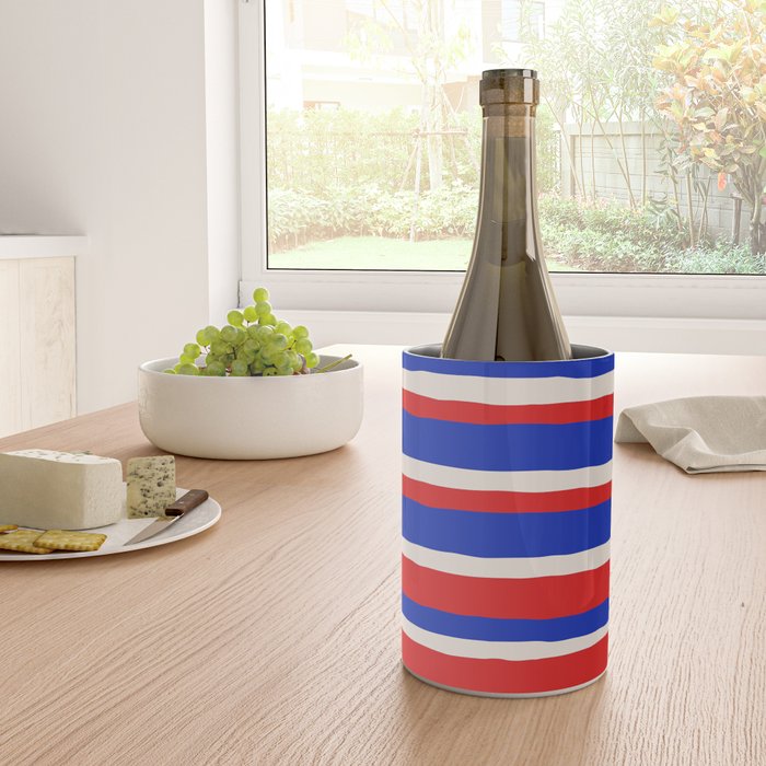 Bold Serrate Stripe Pattern Blue Red Cream Wine Chiller Gallery Image 4