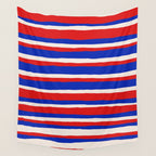 Bold Serrate Stripe Pattern Blue Red Cream Wall Tapestry Gallery Image 4