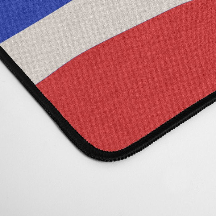 Bold Serrate Stripe Pattern Blue Red Cream Desk Mat Gallery Image 4