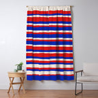 Bold Serrate Stripe Pattern Blue Red Cream Window Curtain Gallery Image 5