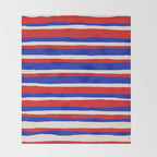 Bold Serrate Stripe Pattern Blue Red Cream Throw Blanket Gallery Image 2