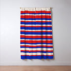 Bold Serrate Stripe Pattern Blue Red Cream Window Curtain Gallery Image 3