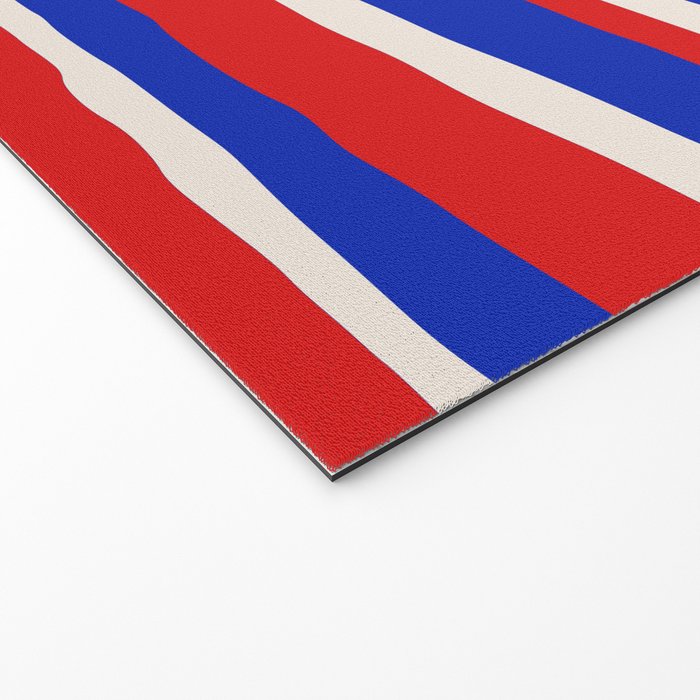 Bold Serrate Stripe Pattern Blue Red Cream Welcome Mat Gallery Image 2