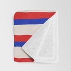 Bold Serrate Stripe Pattern Blue Red Cream Throw Blanket Gallery Image 3