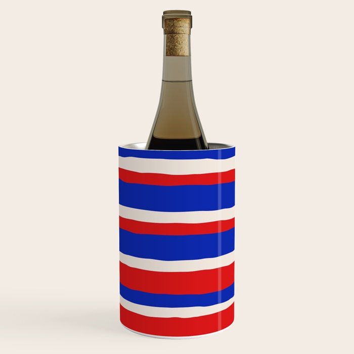 Bold Serrate Stripe Pattern Blue Red Cream Wine Chiller Gallery Image 1