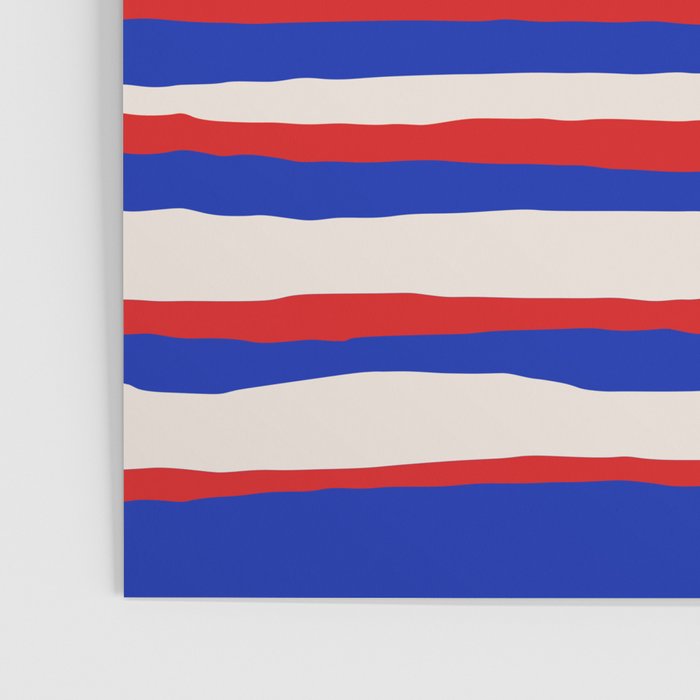 Bold Serrate Stripe Pattern Blue Red Cream Poster Gallery Image 3