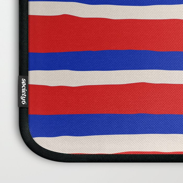 Bold Serrate Stripe Pattern Blue Red Cream Laptop Sleeve Gallery Image 3