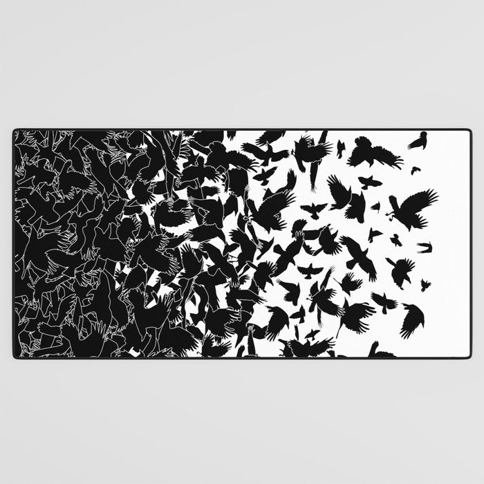 Raven Crow Flying Birds Abstract Goth Halloween Pattern Desk Mat Gallery Image 3
