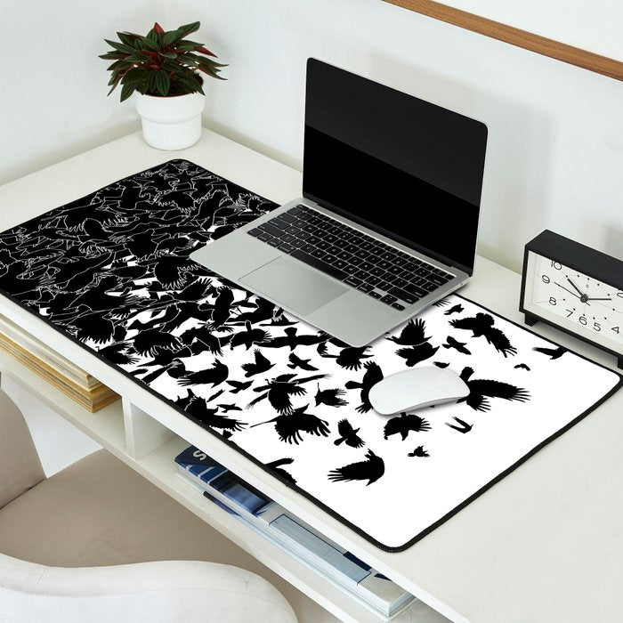 Raven Crow Flying Birds Abstract Goth Halloween Pattern Desk Mat Gallery Image 2
