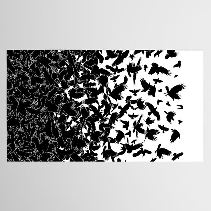 Raven Crow Flying Birds Abstract Goth Halloween Pattern Tablecloth Gallery Image 2