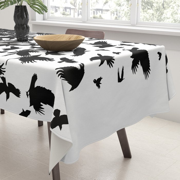 Raven Crow Flying Birds Abstract Goth Halloween Pattern Tablecloth Gallery Image 3
