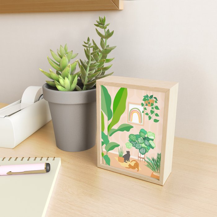 Home Green Home Garden with Cats Mini Art Print Gallery Image 2